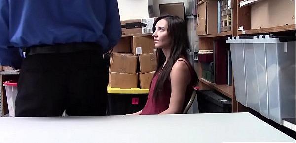  Cute looking brunette teen thief fucked by a LP officer